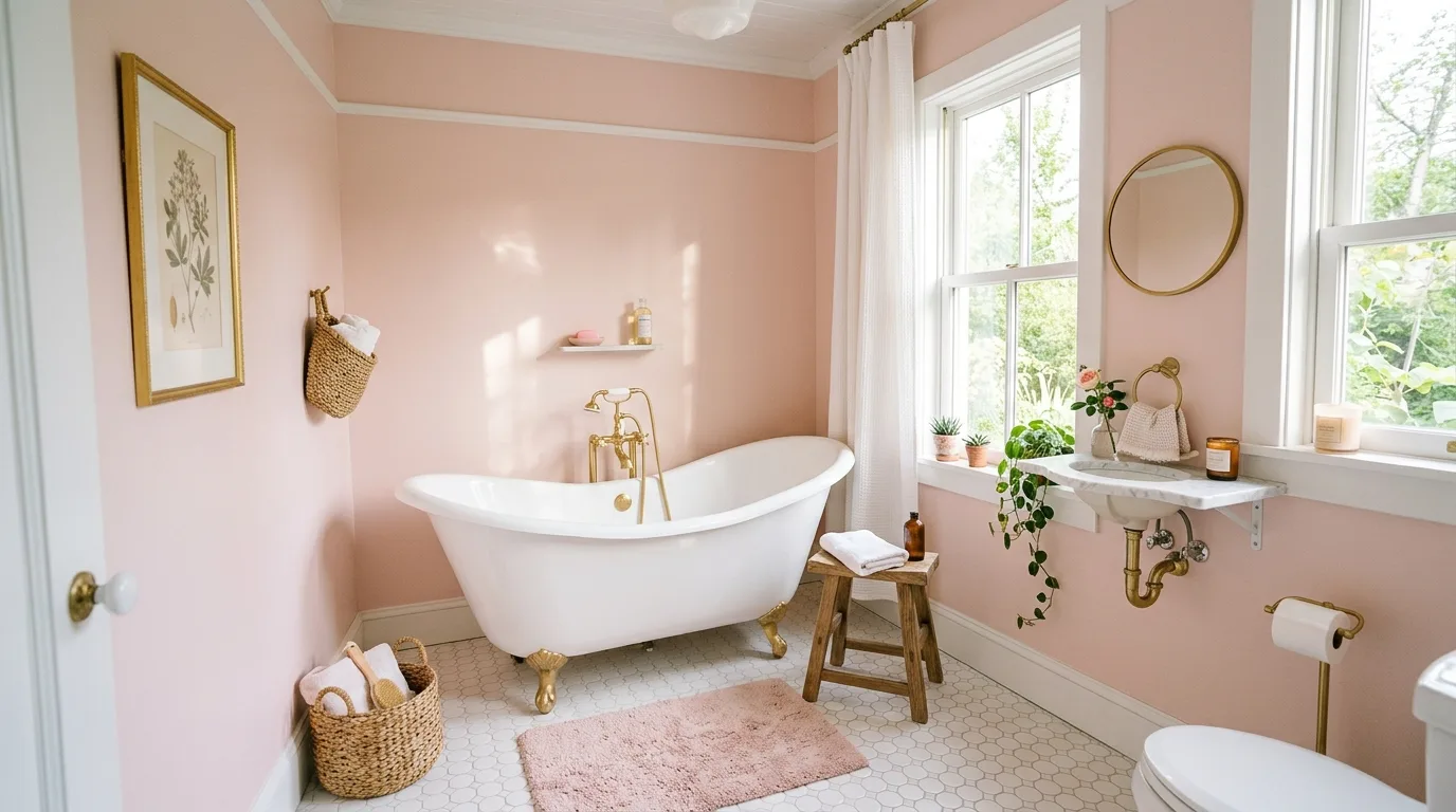 Absolutely Cute Pink Bathroom Ideas for a Fun Feminine Space in a thoughtfully styled bathroom.