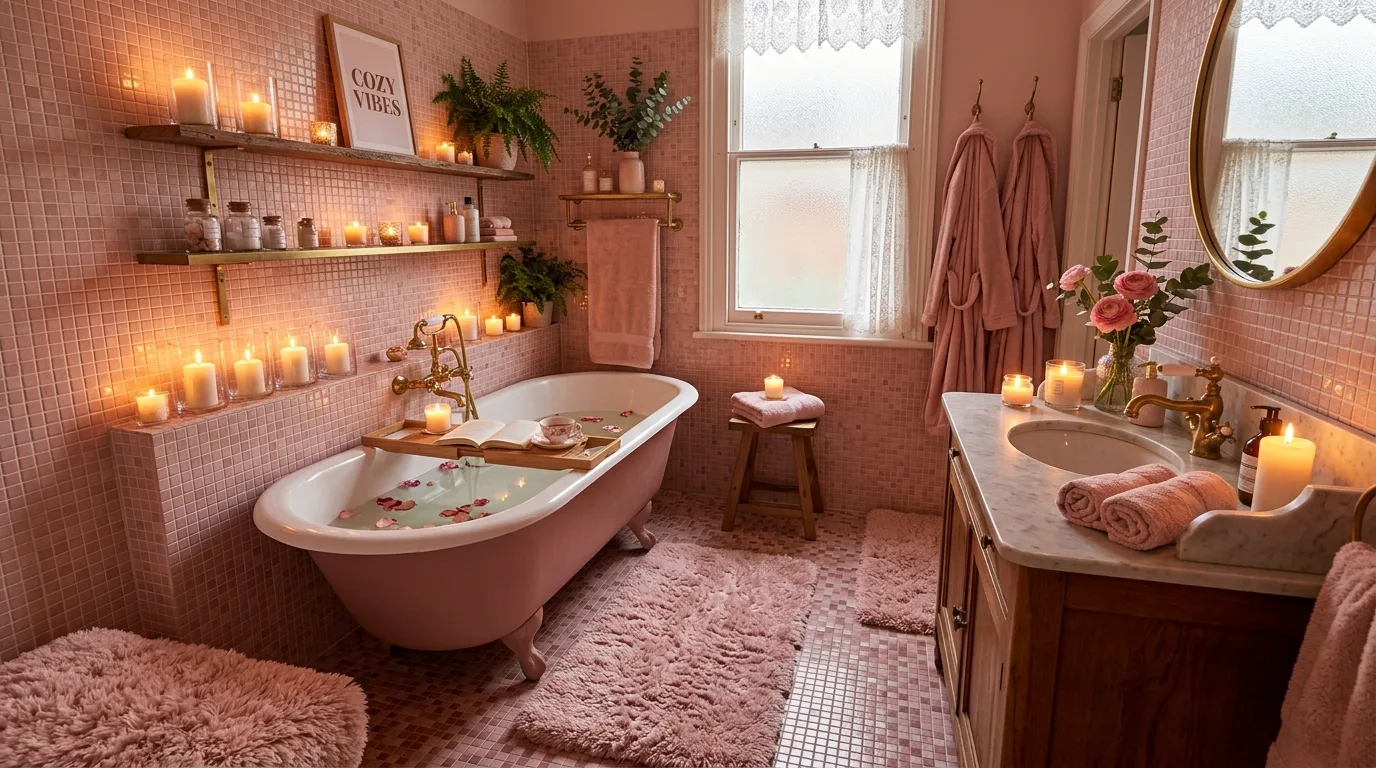 use lighting to bring the space to life in a bathroom inspired by absolutely cute pink fun.
