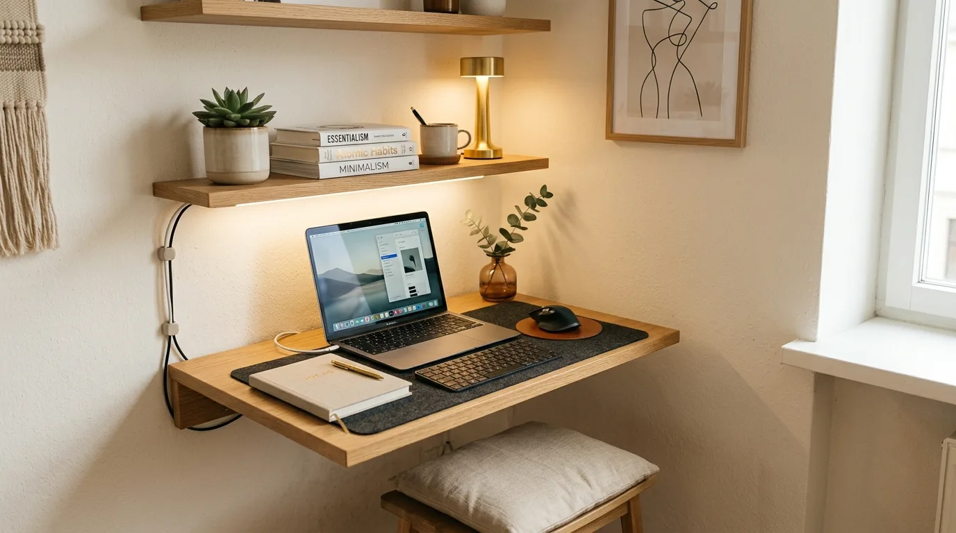 Meaningful art in an aesthetic motivating home office.