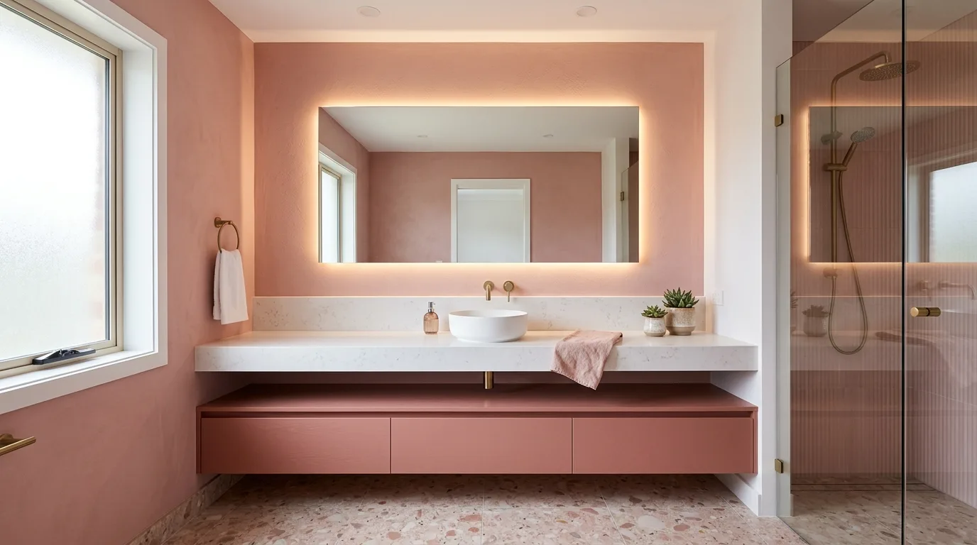 start with the main color or material story in a bathroom inspired by beautiful pink need see.