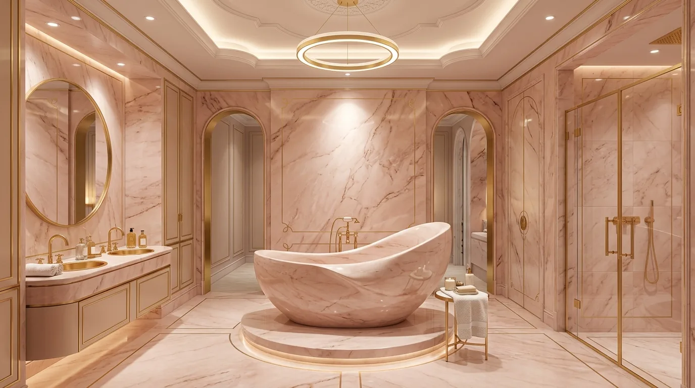 pair it with finishes that support the mood in a bathroom inspired by beautiful pink need see.