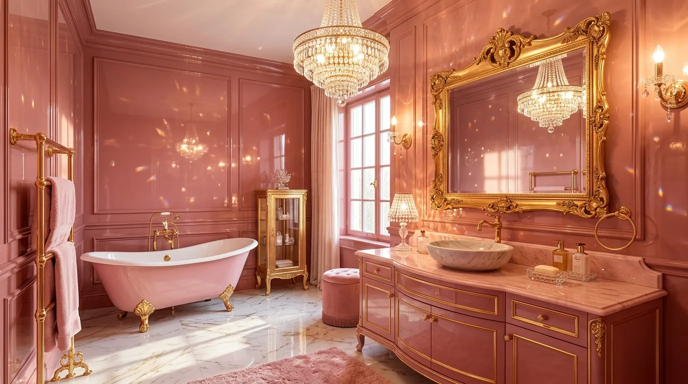 use decor that reinforces the look in a bathroom inspired by beautiful pink need see.