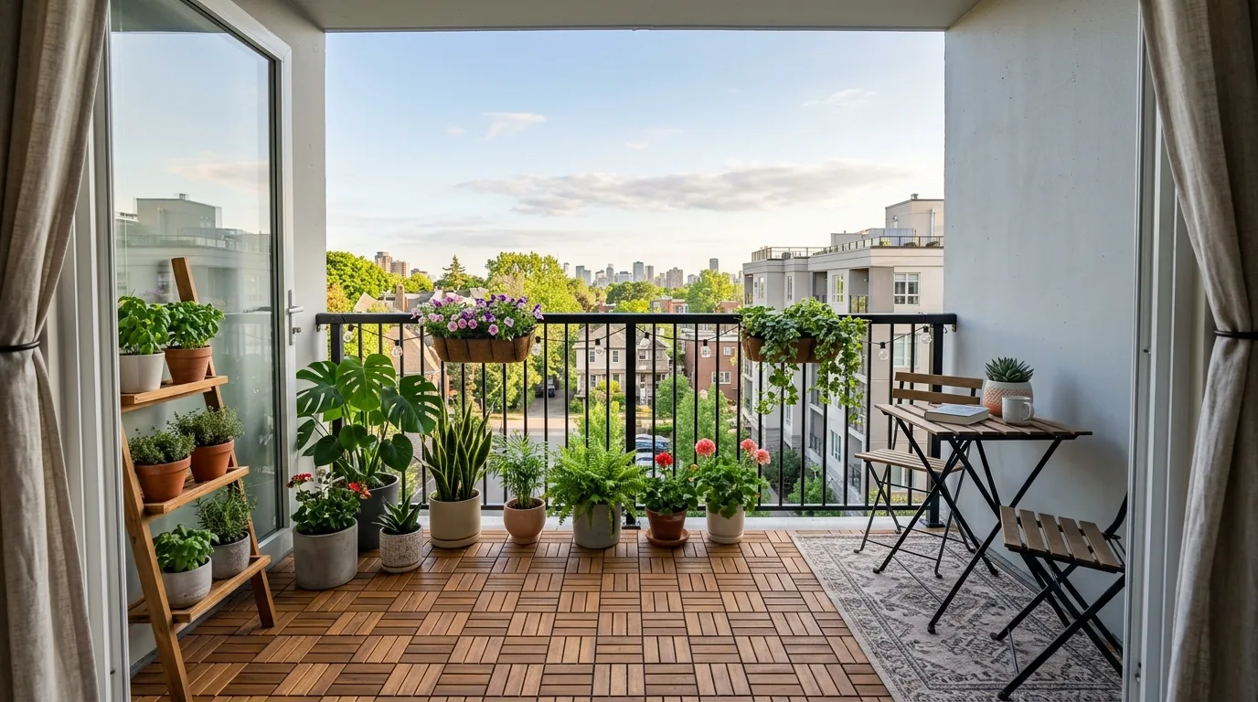 Best Apartment Balcony Decorating Ideas for Renters in a thoughtfully styled balcony.