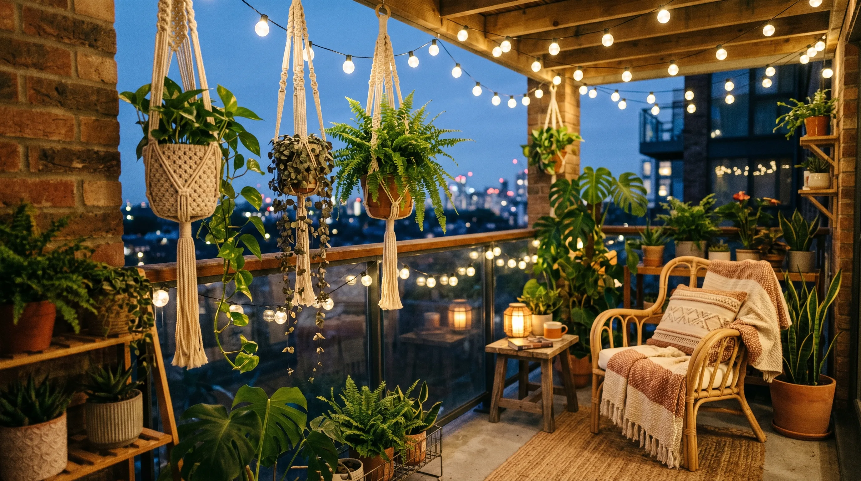 Small balcony herb corner adding greenery in tight quarters.