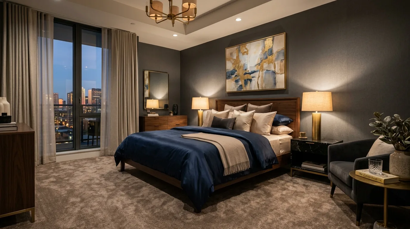 Fresh blue duvet in a clean bedroom with bright layered bedding and natural texture.