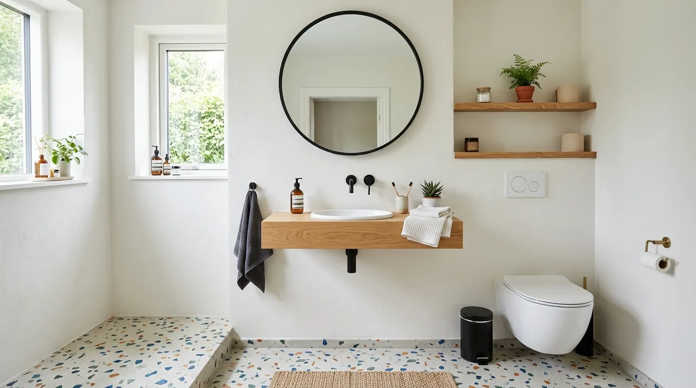 use lighting to bring the space to life in a bathroom inspired by budget friendly budget expensive.