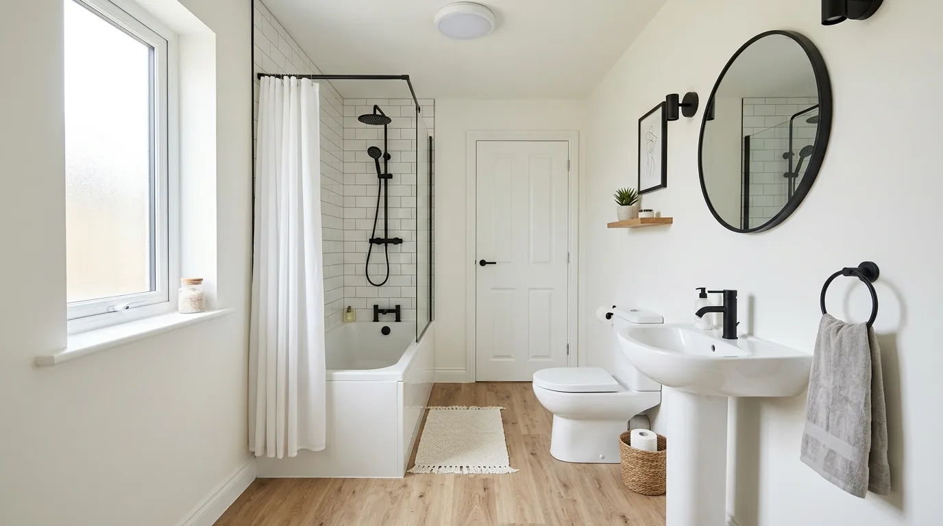 add texture for more depth in a bathroom inspired by budget friendly budget expensive.