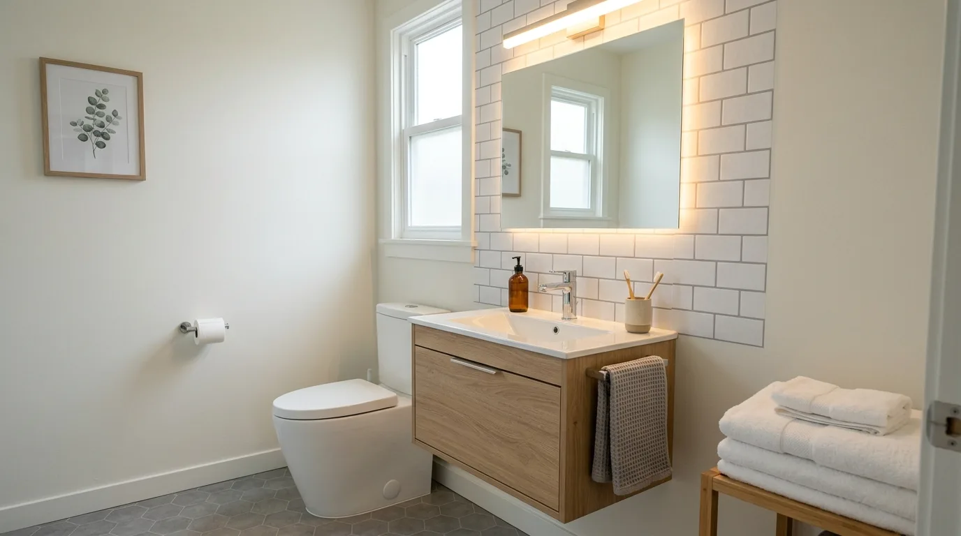 keep fixtures and lines thoughtful in a bathroom inspired by budget friendly budget expensive.