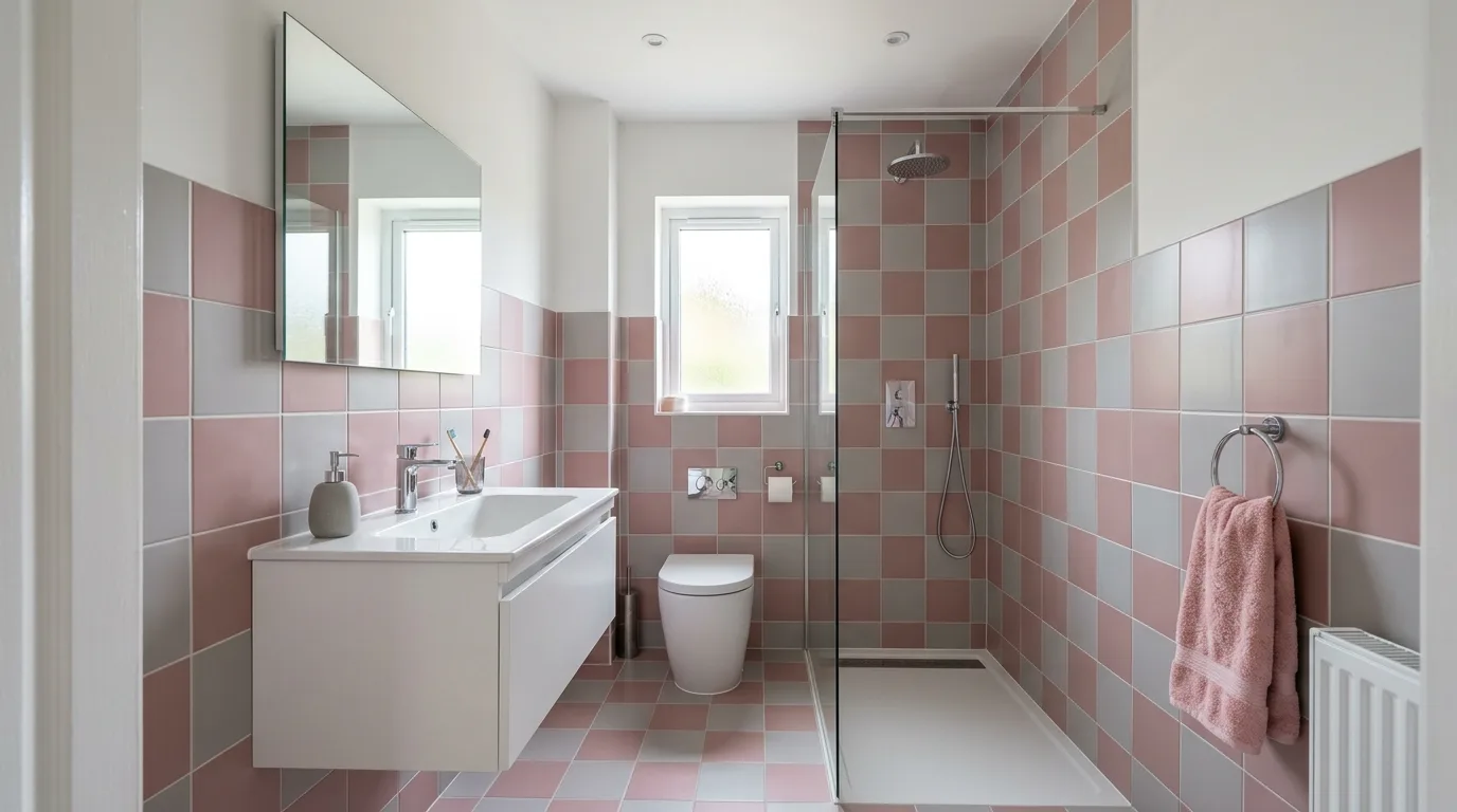 create a bathroom that feels complete in a bathroom inspired by calming pink grey balanced.