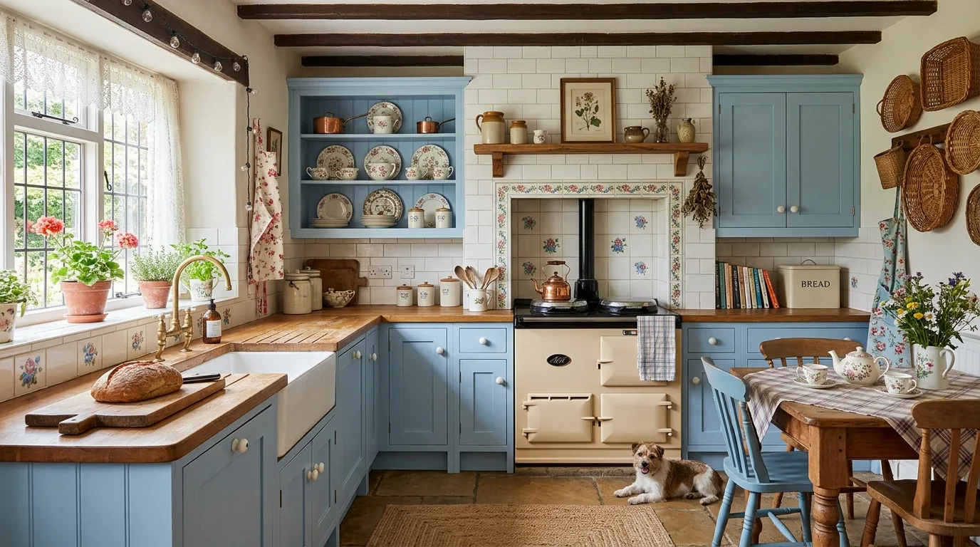 Farmhouse kitchen texture adding depth without strong contrast.