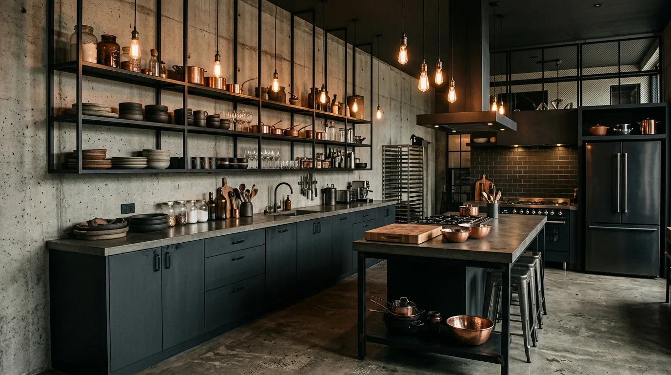 Natural light filling a kitchen without upper cabinets.