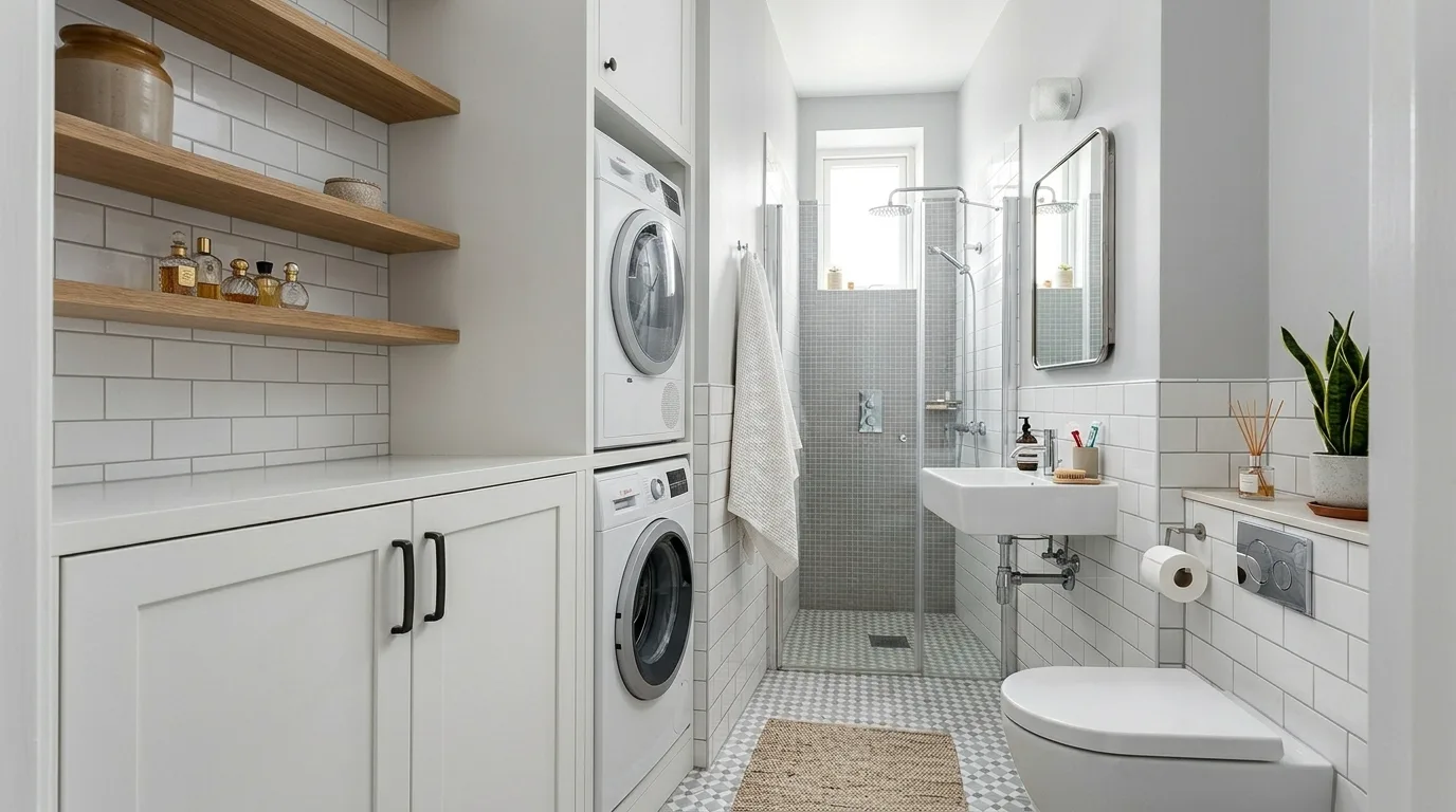 add texture for more depth in a bathroom inspired by clever maximize tiny footprint.