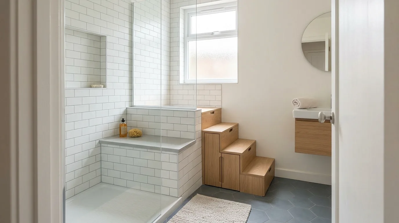 create a bathroom that feels complete in a bathroom inspired by clever maximize tiny footprint.