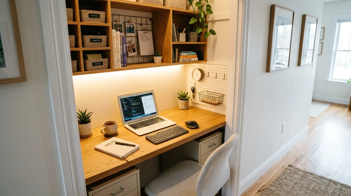 start with a clear work zone in a home office inspired by clever anywhere.