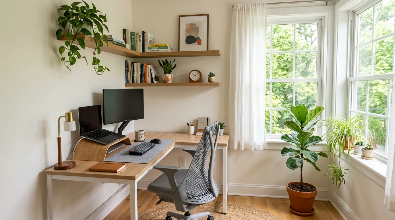 choose decor that supports focus in a home office inspired by clever anywhere.