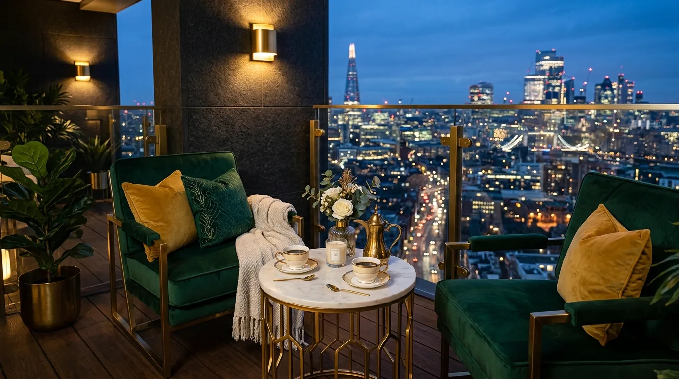 Compact outdoor armchair sized carefully for a small balcony.