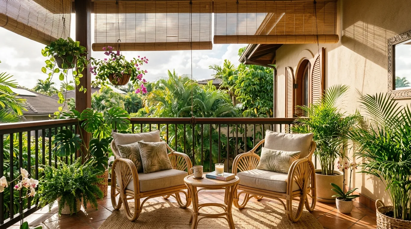 start with a strong layout in a balcony inspired by cool shade hot summer.