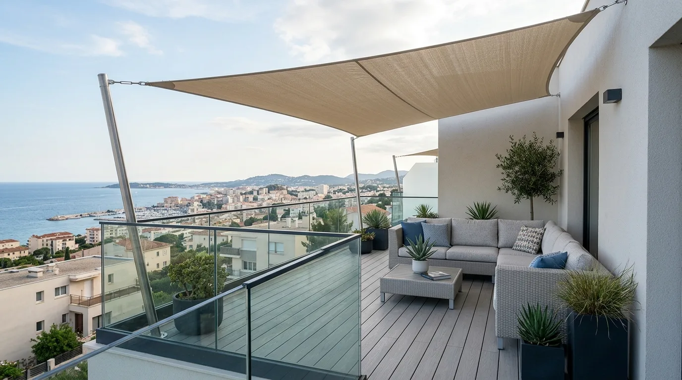 add texture for comfort and warmth in a balcony inspired by cool shade hot summer.