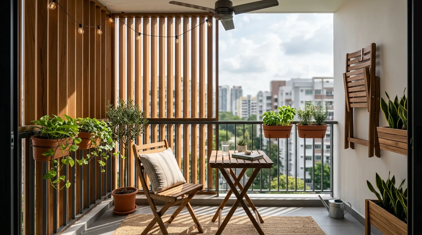balance openness with privacy in a balcony inspired by cool shade hot summer.