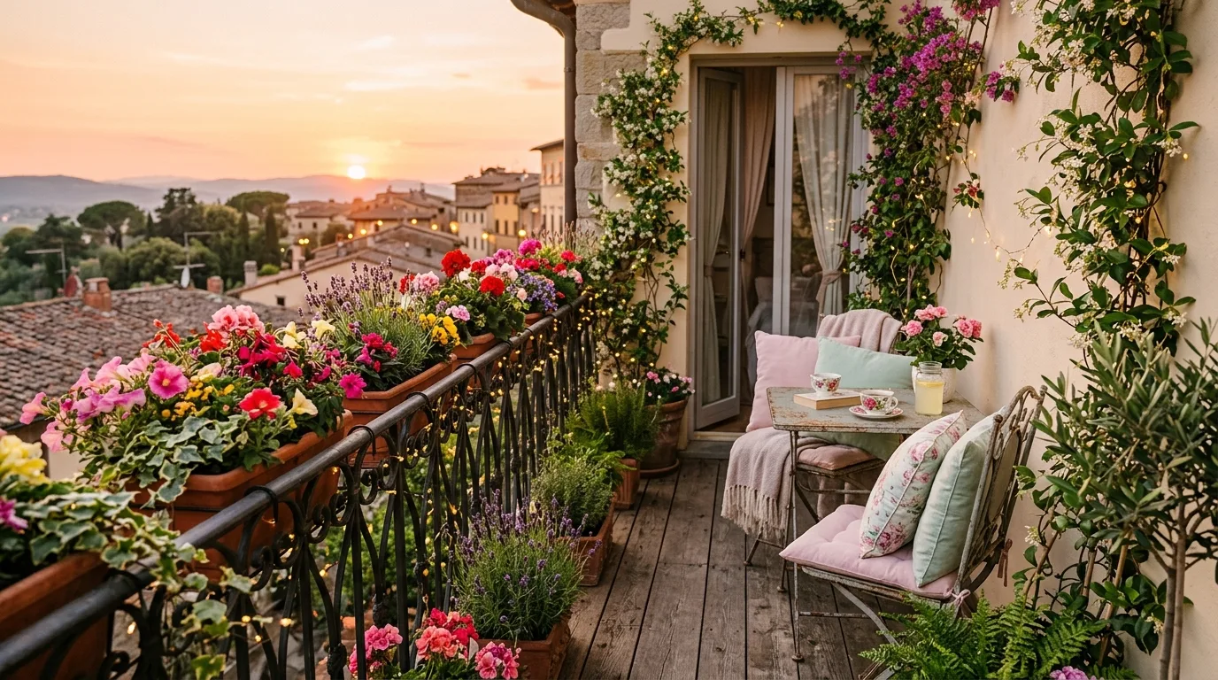 Small balcony turned into a cute little tea or coffee spot.