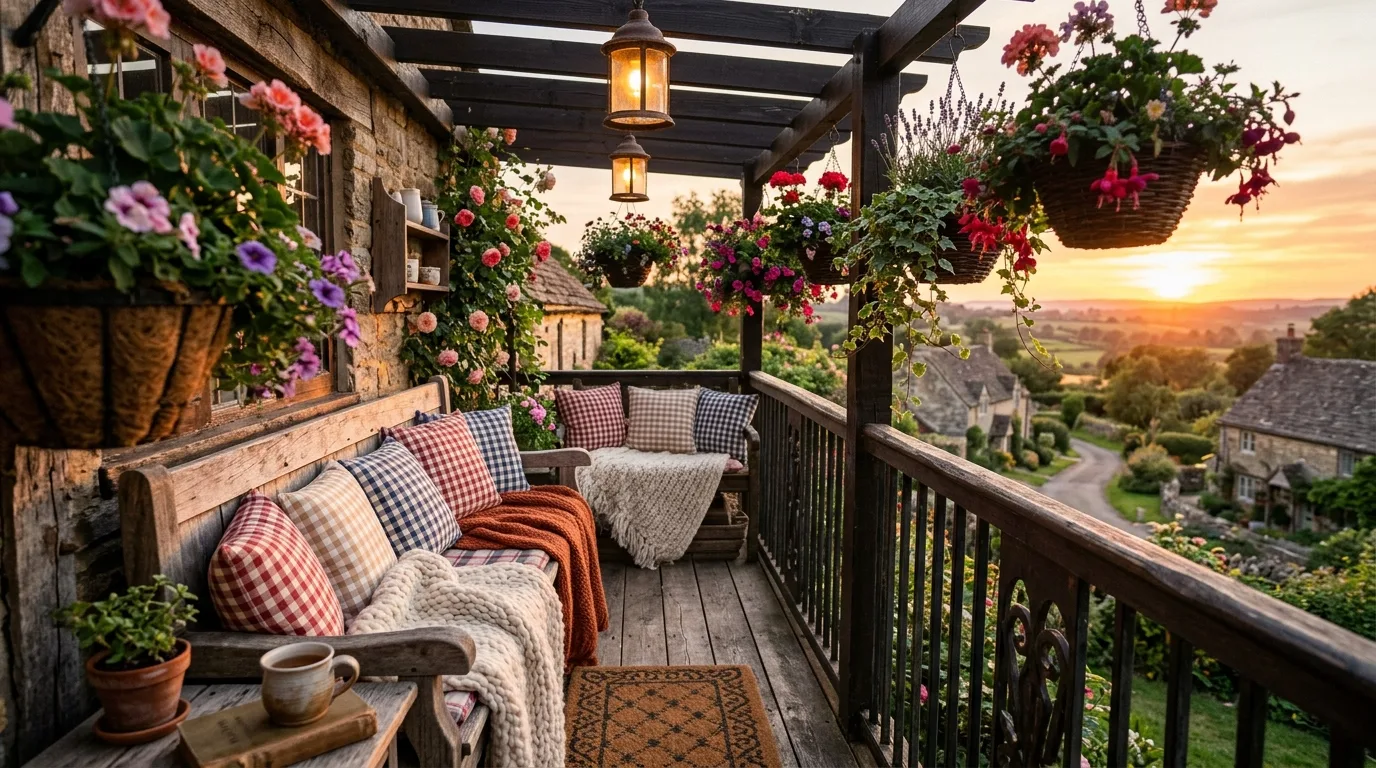 Personal decor touches making a small balcony feel like a happy place.