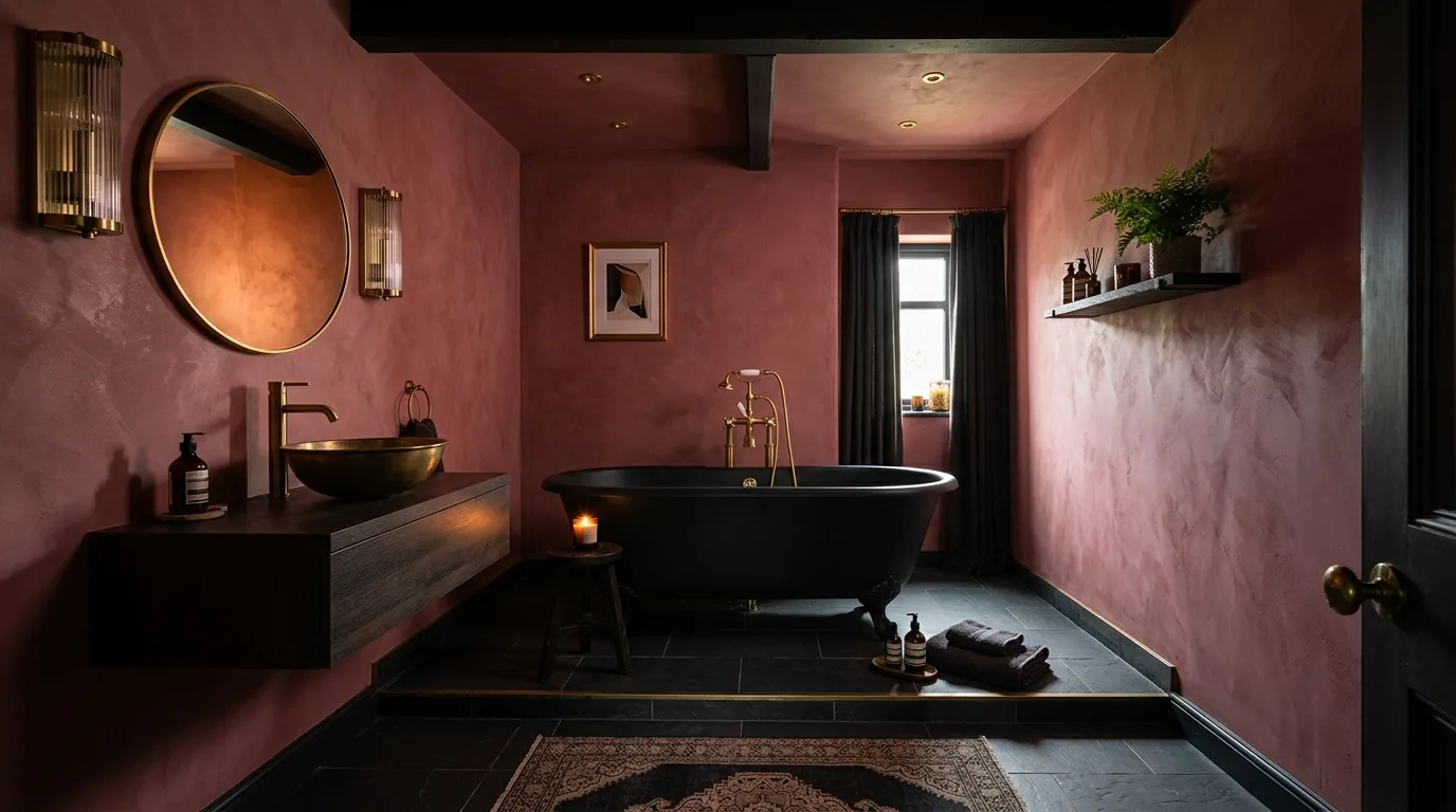 Dark Pink Bathroom Ideas for a Sultry and Mature Look in a thoughtfully styled bathroom.