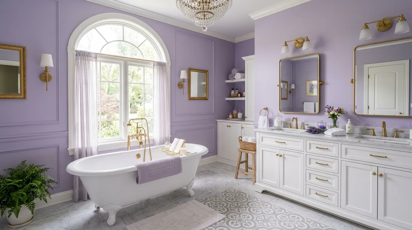Dreamy Purple Bathroom Aesthetic Inspirations for a Soft Touch in a thoughtfully styled bathroom.