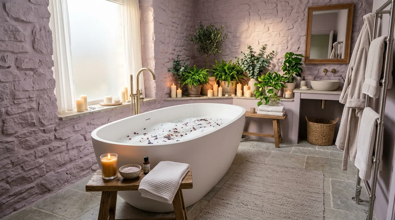 pair it with finishes that support the mood in a bathroom inspired by dreamy purple aesthetic soft.