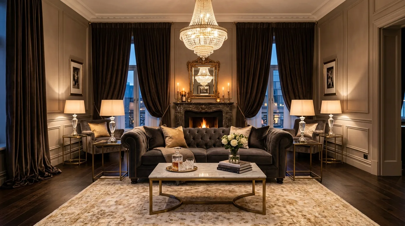 Brown curtains layered with sheers for a soft elegant frame.