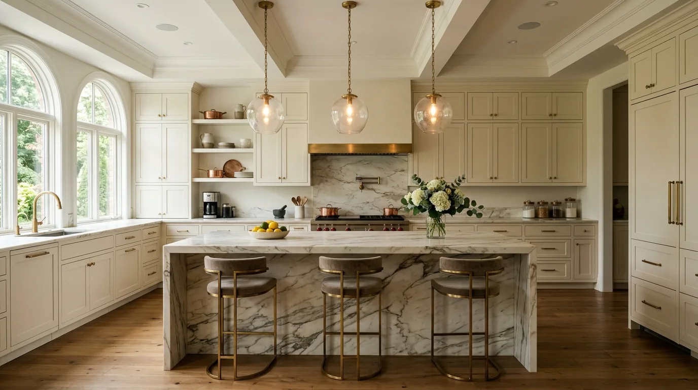 let texture add more depth in a kitchen inspired by elegant ivory soft warm.