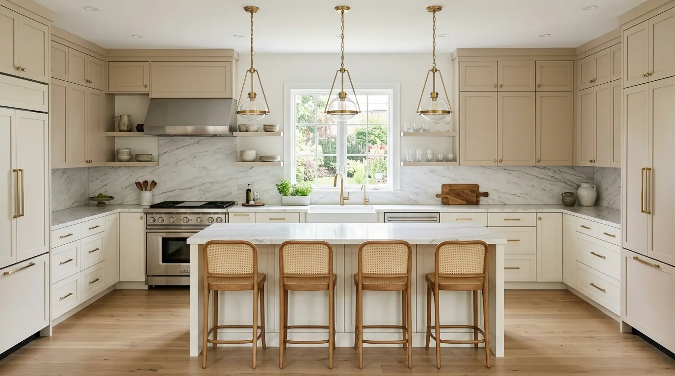 let the kitchen feel personal but edited in a kitchen inspired by elegant ivory soft warm.