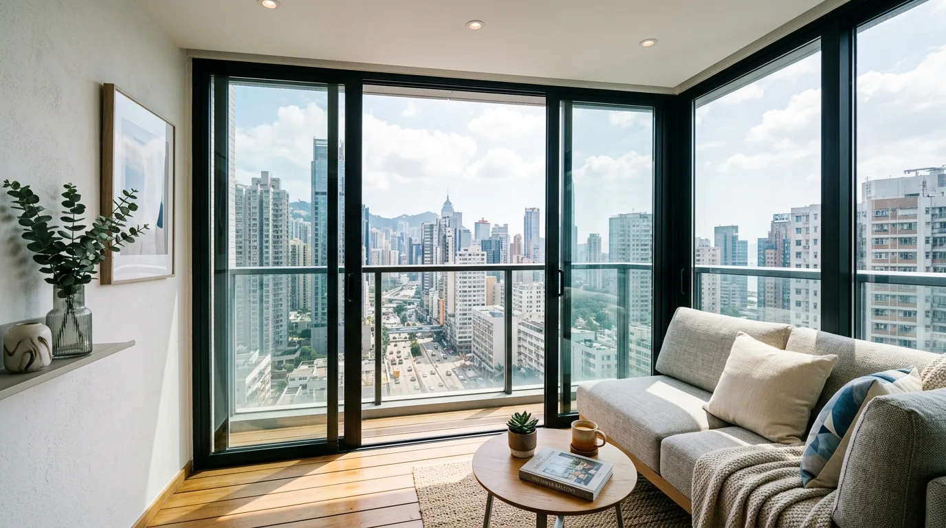 start with a strong layout in a balcony inspired by enclosed year round enjoyment.