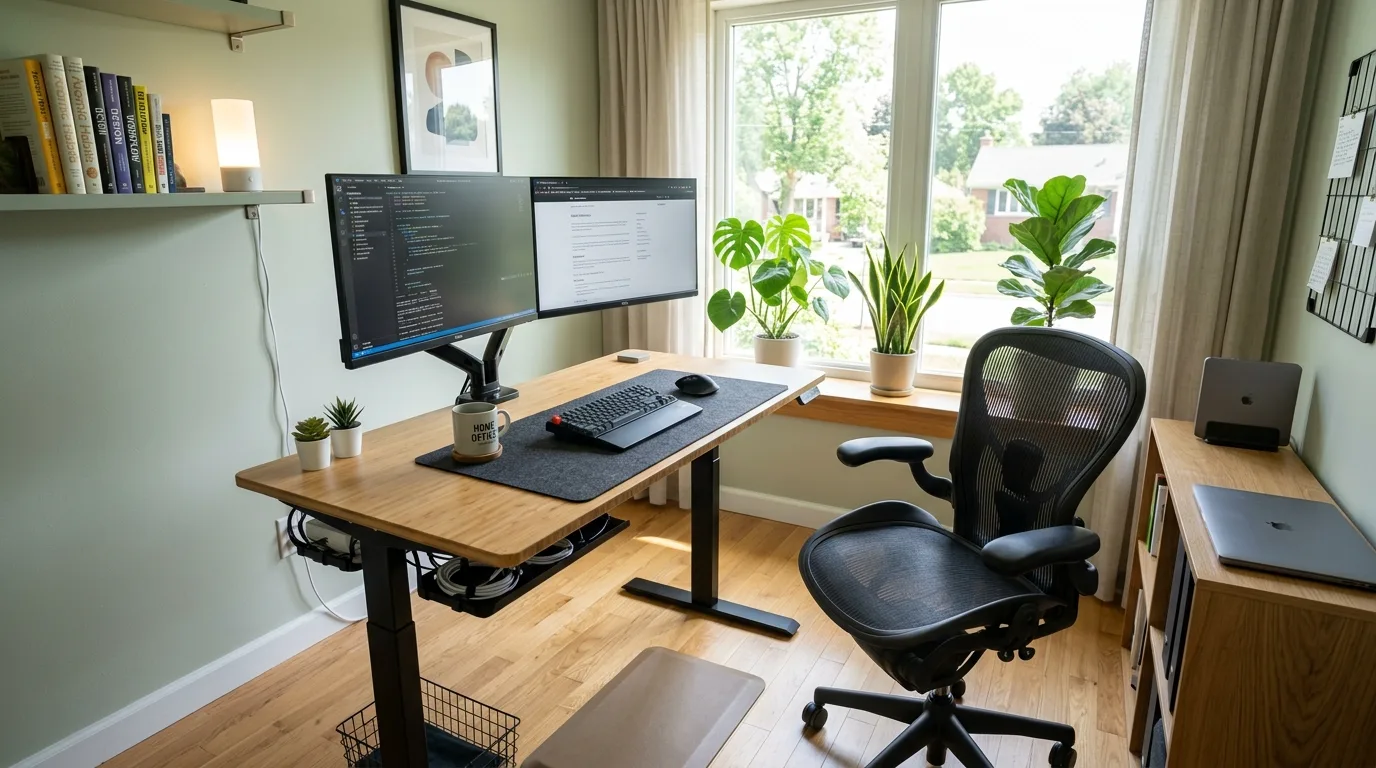 Ergonomic Home Office Setup Essentials for All-Day Comfort in a thoughtfully styled home office.