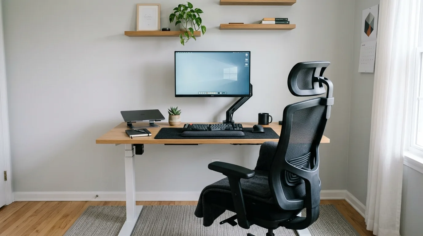 start with a clear work zone in a home office inspired by ergonomic essentials all day.