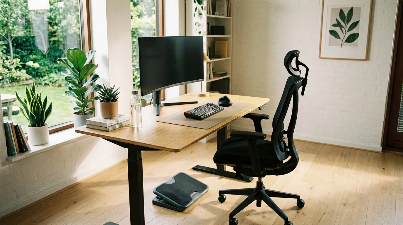 add texture to keep the room human in a home office inspired by ergonomic essentials all day.