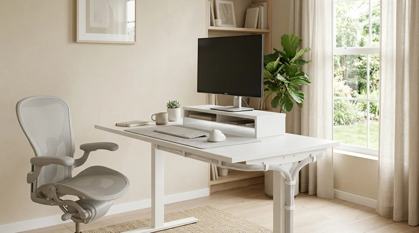 keep tools and storage close at hand in a home office inspired by ergonomic essentials all day.