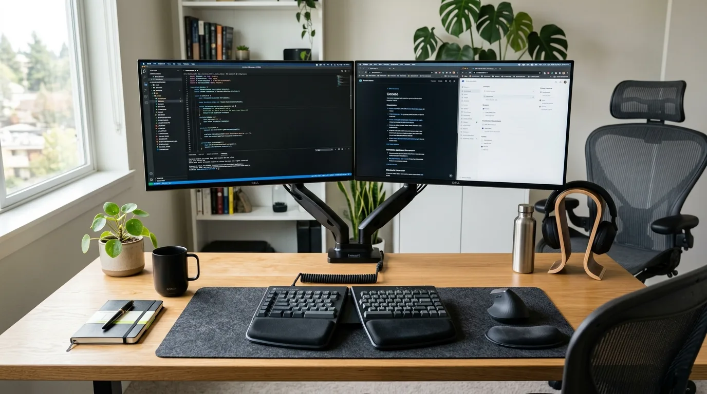 balance inspiration with visual calm in a home office inspired by ergonomic essentials all day.