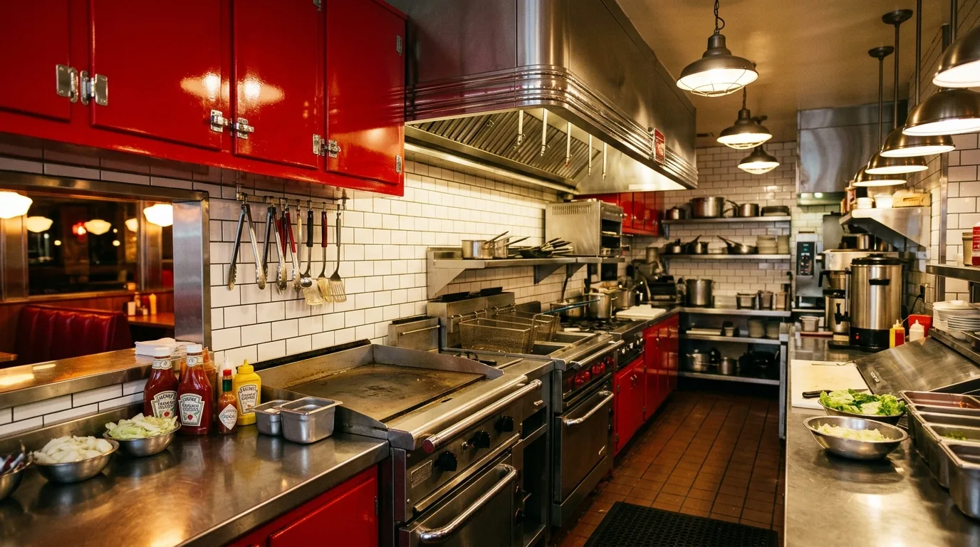 pair the main finish with supportive materials in a kitchen inspired by fire engine red bold.