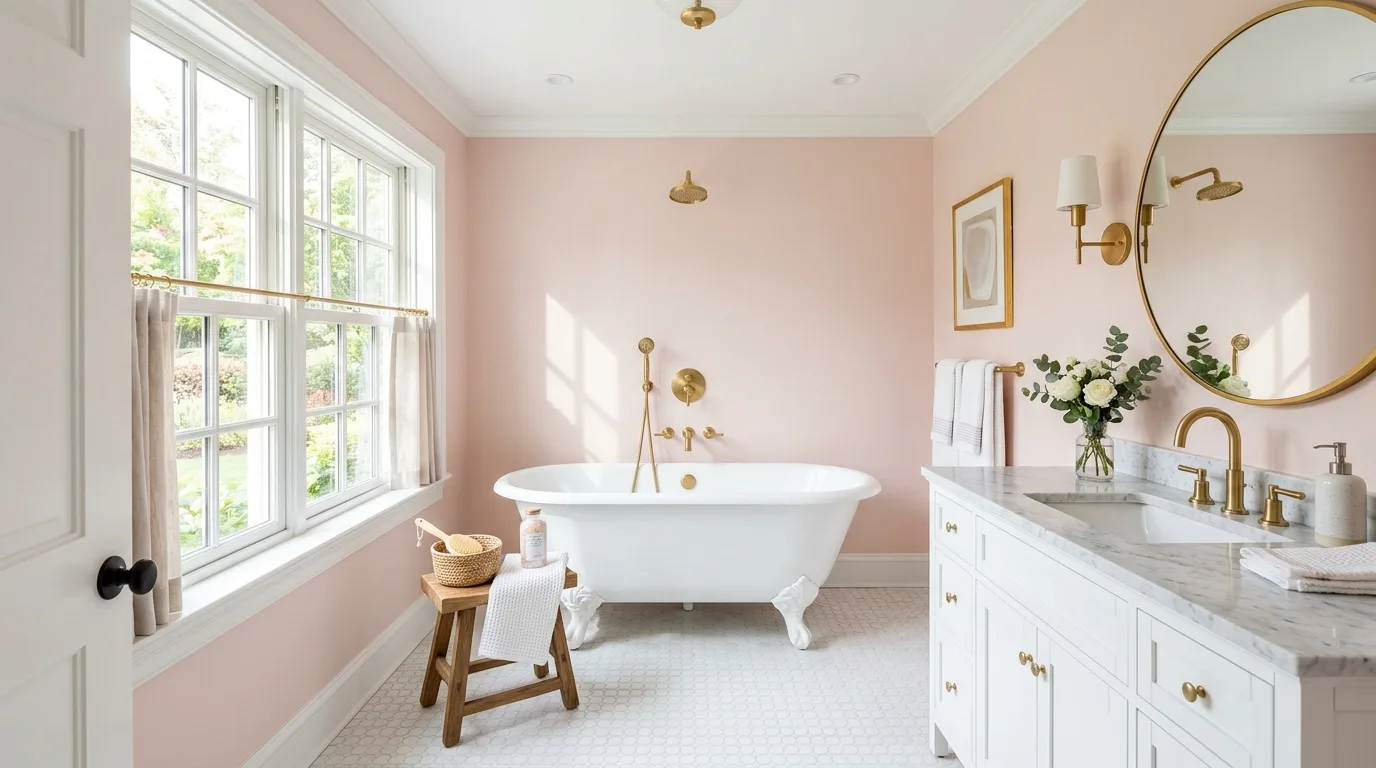 Fresh Pink and White Bathroom Ideas for a Clean Classic in a thoughtfully styled bathroom.