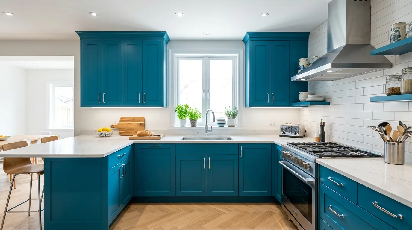 Material and cabinet color working together in a kitchen.