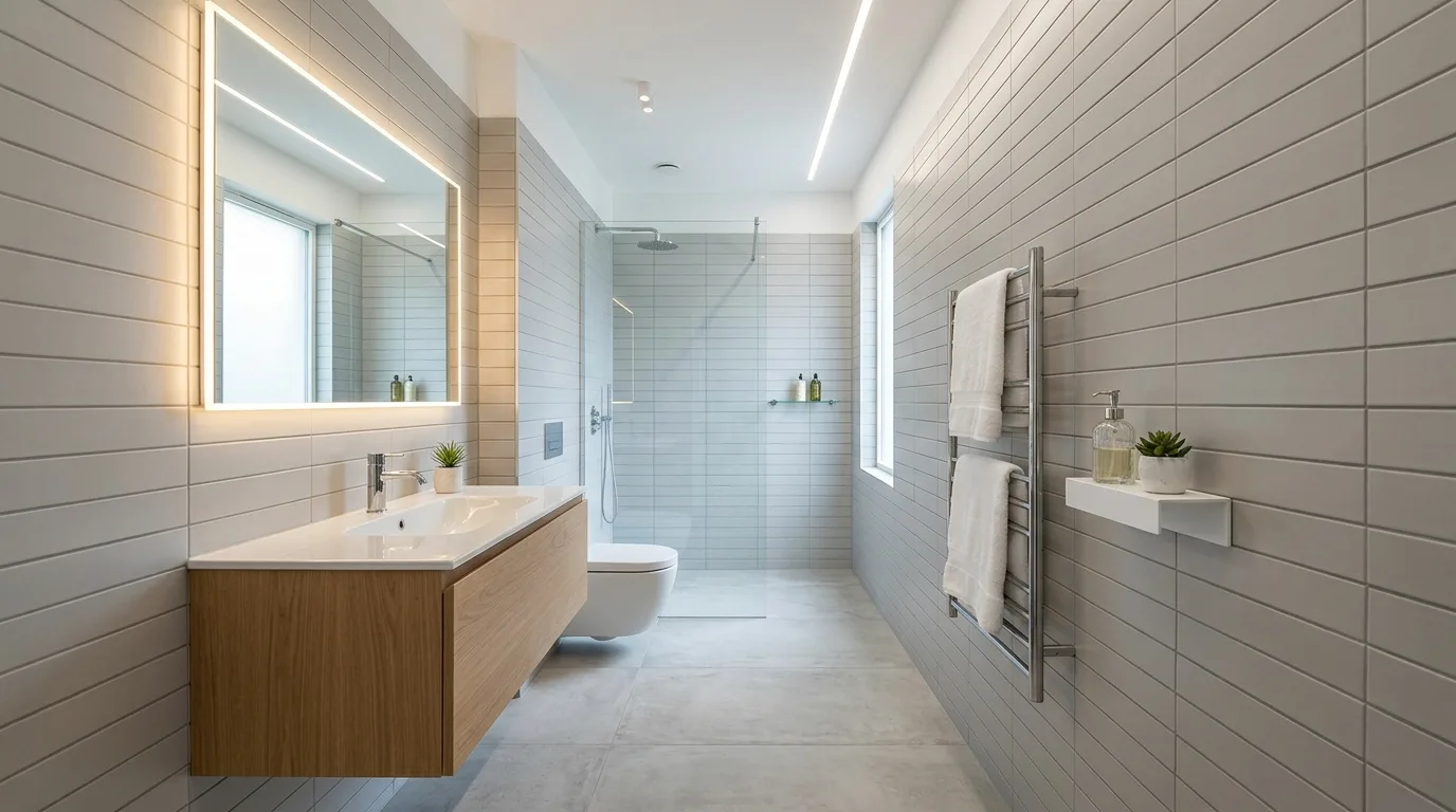 add texture for more depth in a bathroom inspired by genius interior spacious feel.