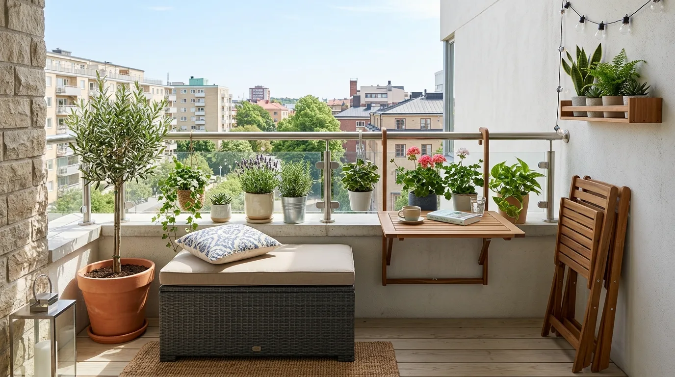 start with a strong layout in a balcony inspired by hidden storage clutter free.