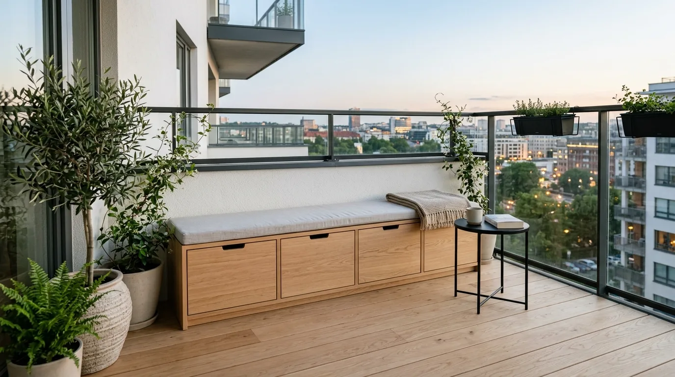 use light and shade intentionally in a balcony inspired by hidden storage clutter free.