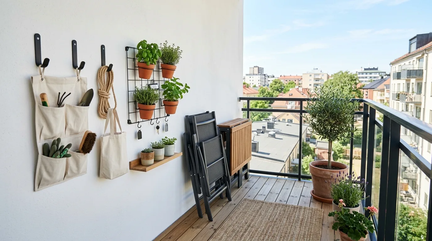 use decor that supports daily living in a balcony inspired by hidden storage clutter free.