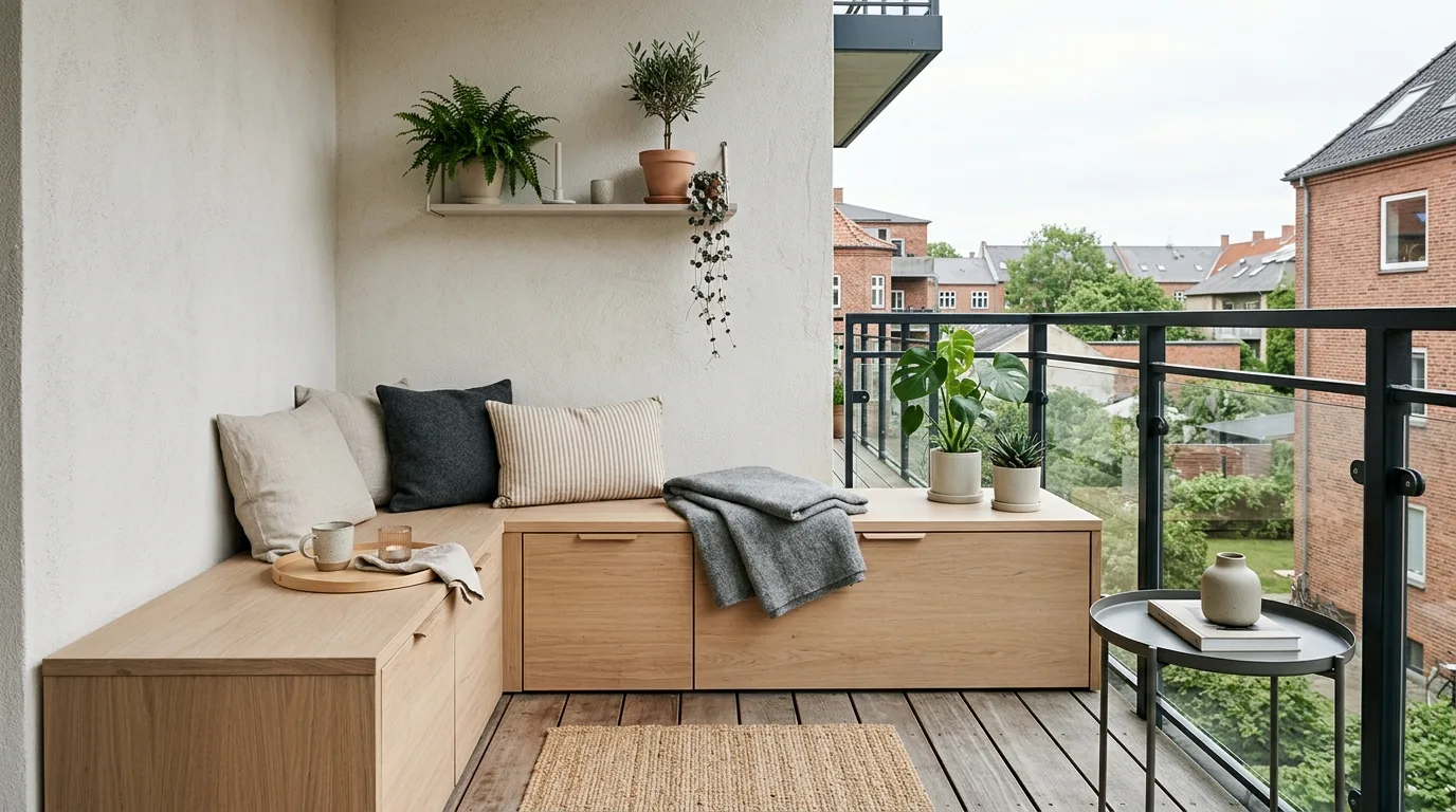 let the balcony feel personal and relaxed in a balcony inspired by hidden storage clutter free.