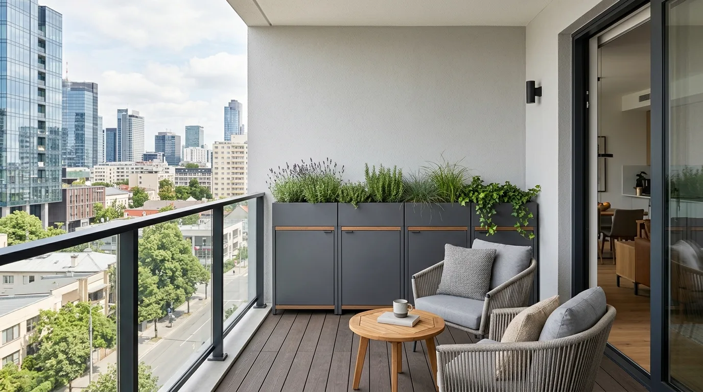 create a balcony that feels complete in a balcony inspired by hidden storage clutter free.