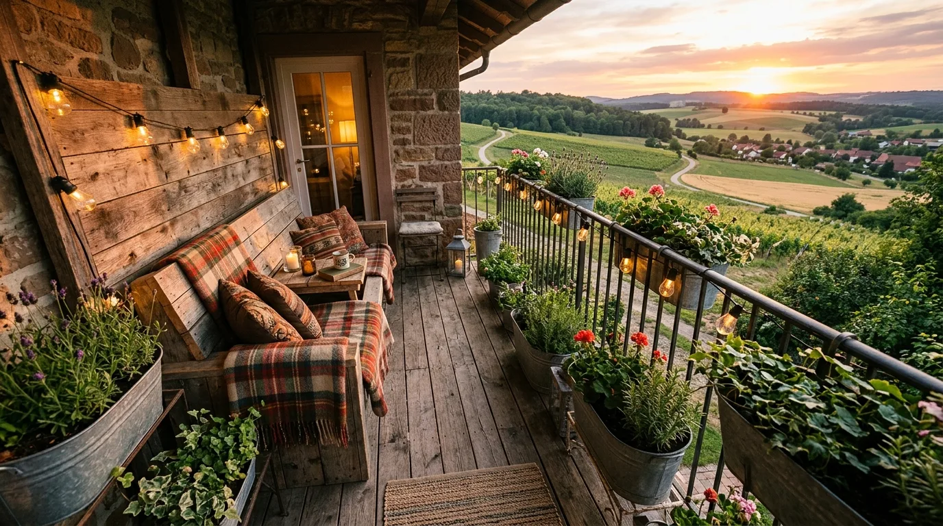 Privacy screen making a small balcony feel more enclosed and cozy.