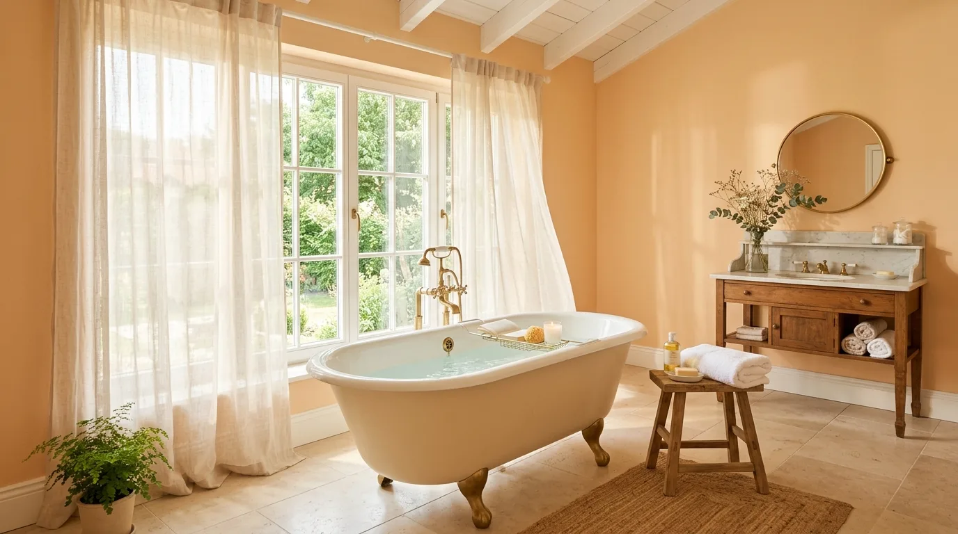 Juicy Peach Bathroom Decor Ideas for a Fruity Twist in a thoughtfully styled bathroom.