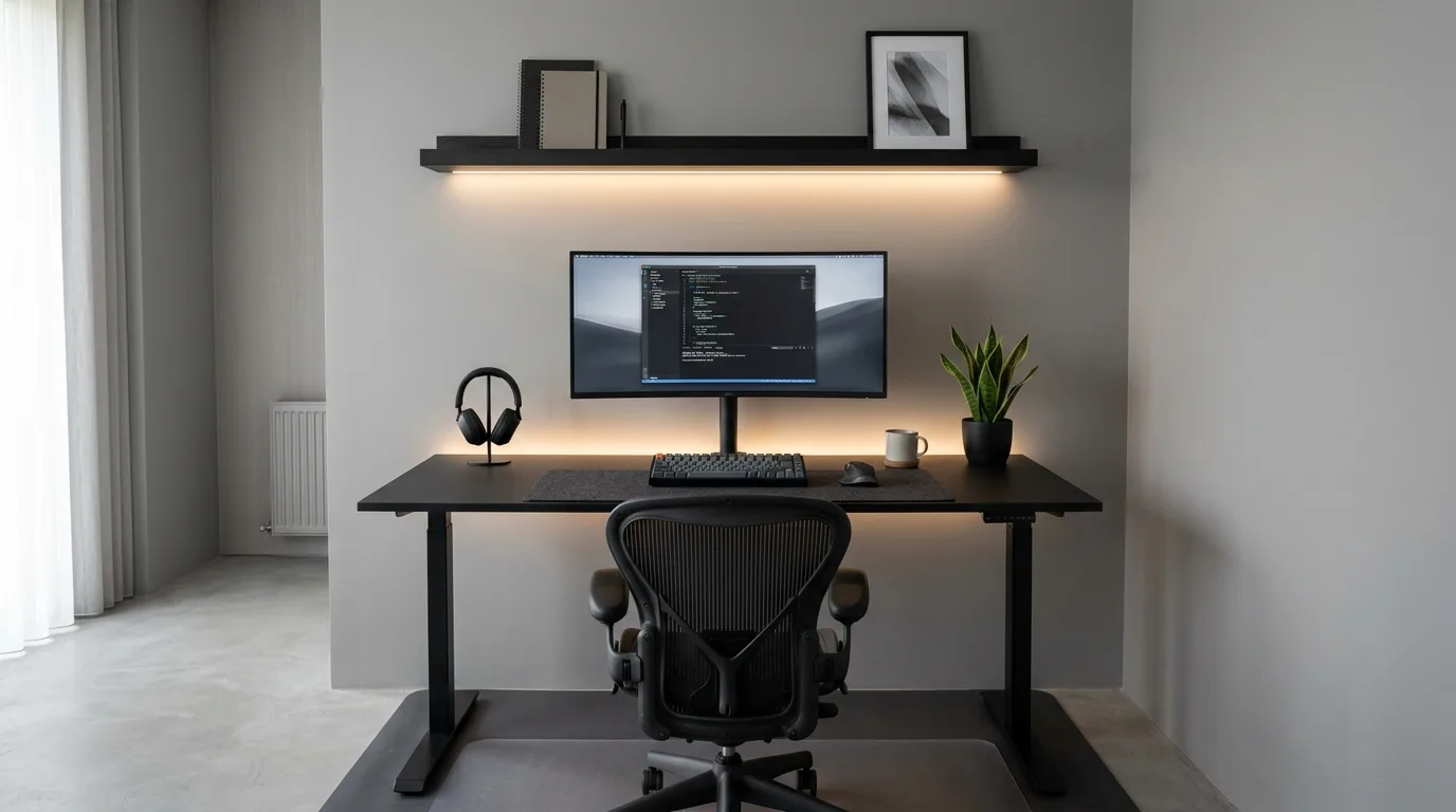 Clean sightlines in a modern sleek home office.