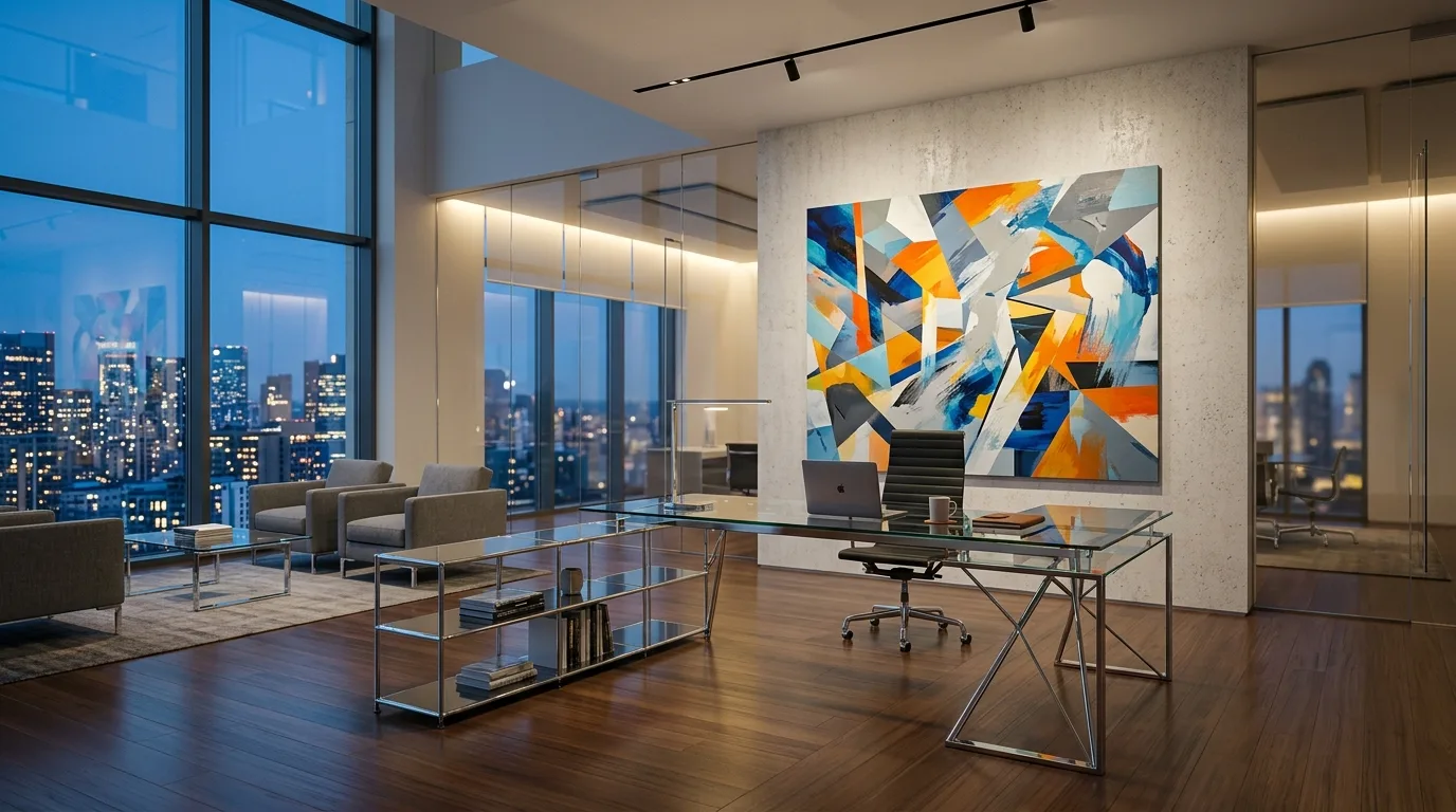 Hidden storage in a sleek modern home office.